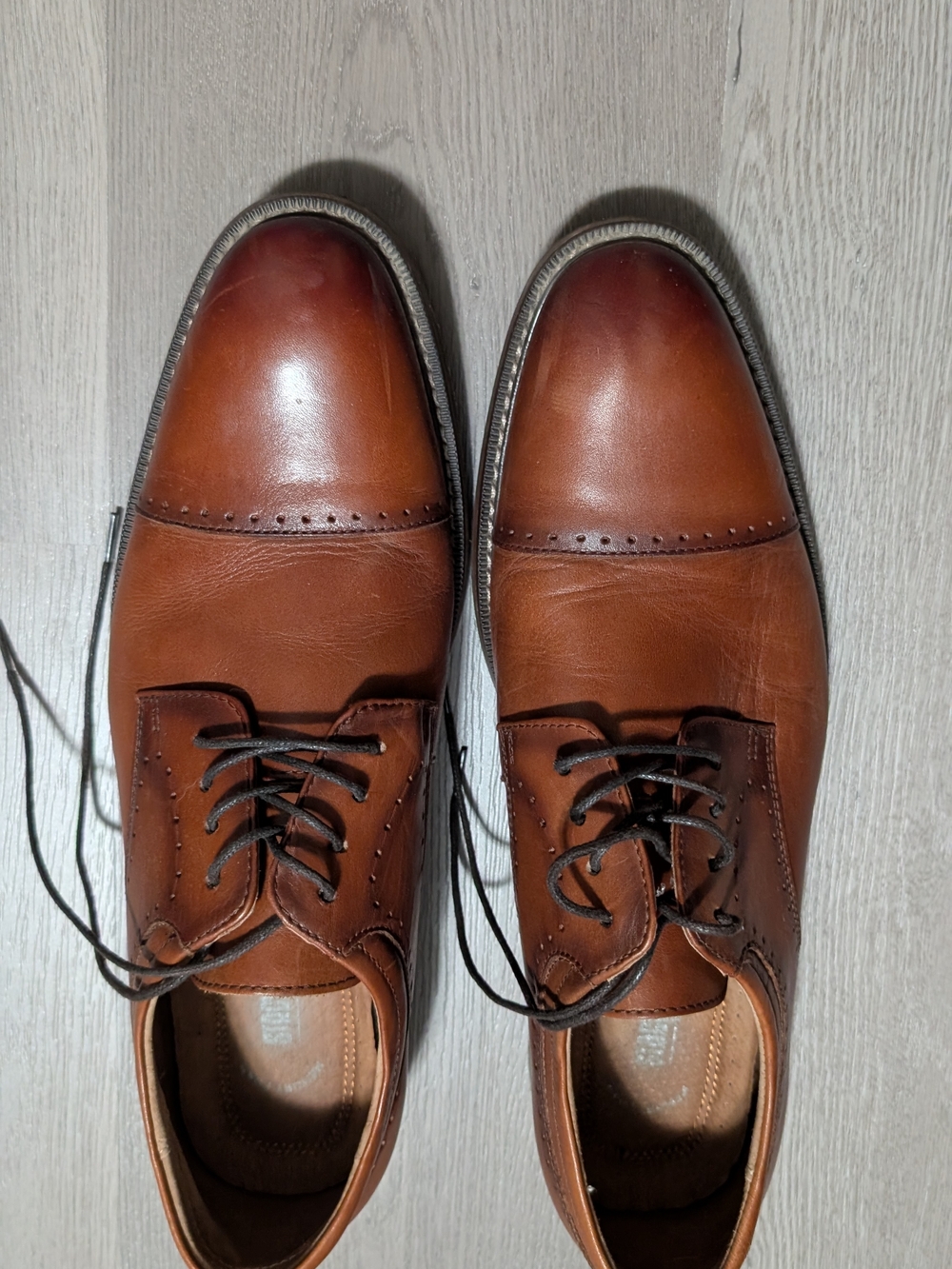 Stacey Adams Men's Brown Leather Cap-Toe Dress Shoes